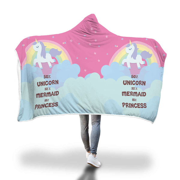 50% Unicorn 32% Mermaid 18% Princess Hooded Blanket