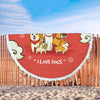"I Love Dogs" Round Beach Blanket