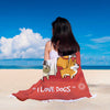 "I Love Dogs" Round Beach Blanket