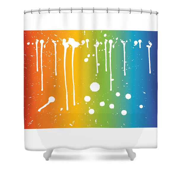 Rainbow Pride With White Paint Splodges - Shower Curtain