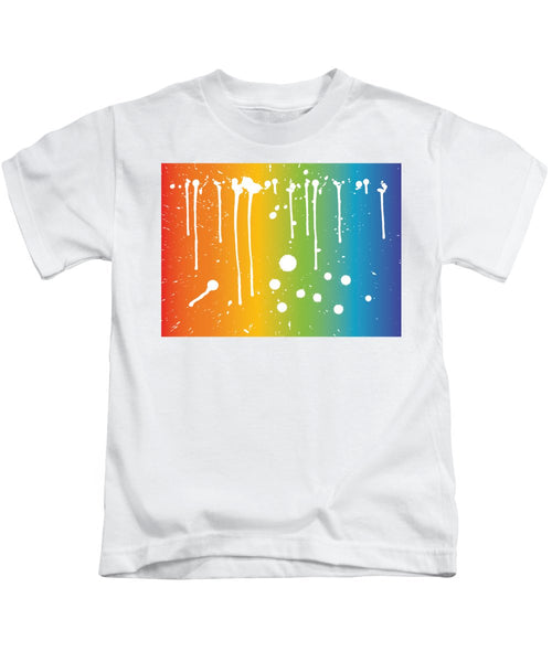 Rainbow Pride With White Paint Splodges - Kids T-Shirt