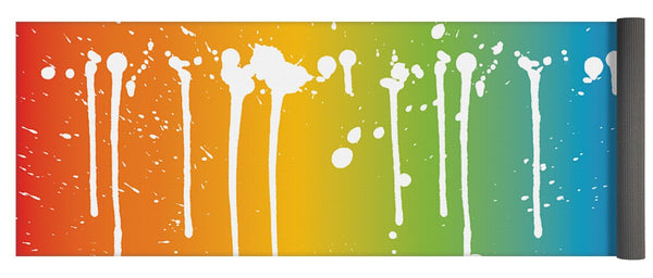Rainbow Pride With White Paint Splodges - Yoga Mat